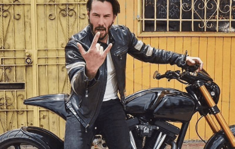 Keanu Reeves on his motorbike