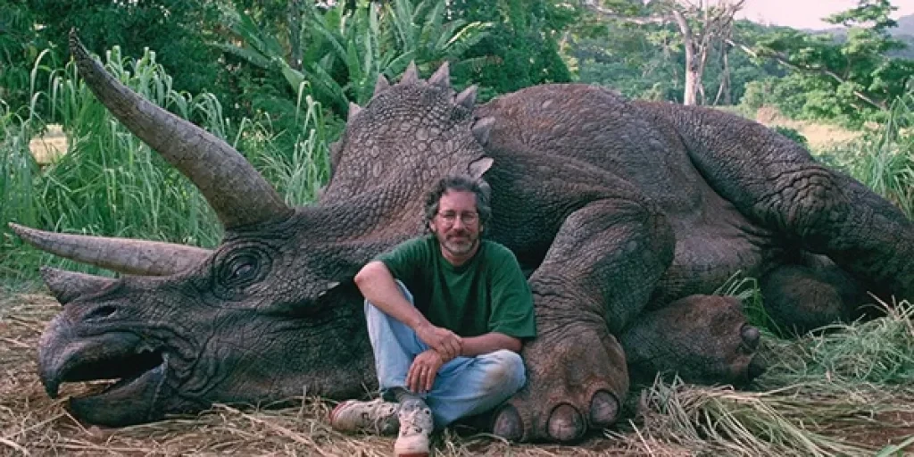 Steven Spielberg on the sets of Jurassic Park