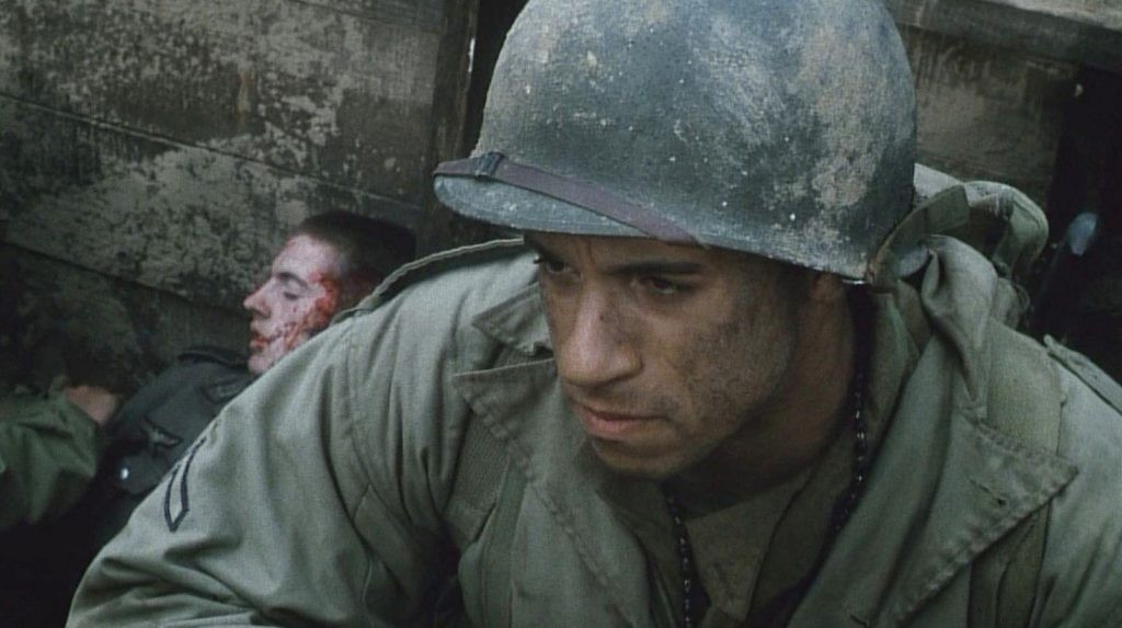Vin Diesel in a still from Steven Spielberg's movie Saving Private Ryan that saved his career