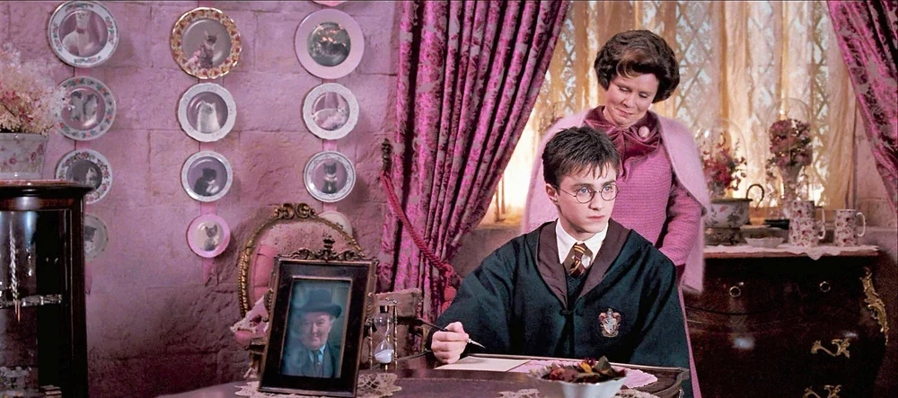 Imelda Staunton and Daniel Radcliffe in a still from Harry Potter and The Order of The Phoenix
