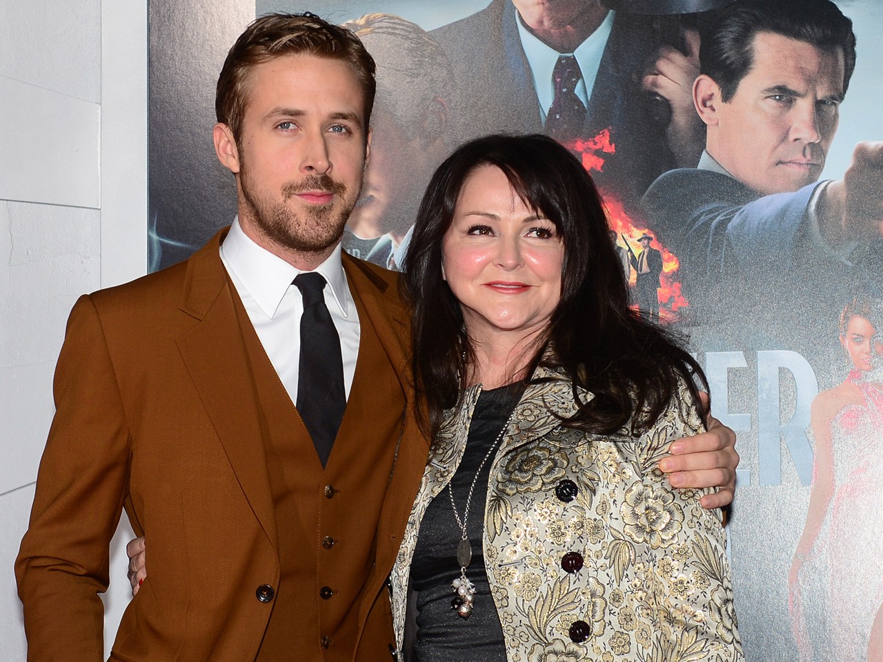 Actor Ryan Gosling poses with his mother Donna