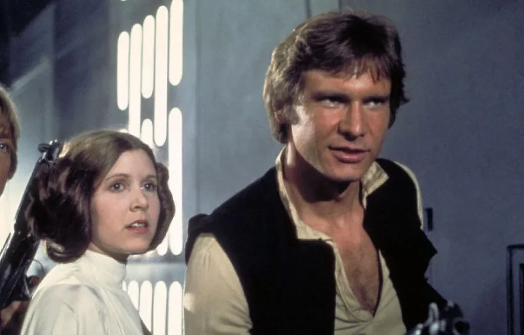 Carrie Fisher and Harrison Ford in Star Wars