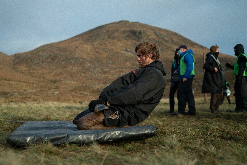 Alexander Skarsgård on the set of “The Northman”