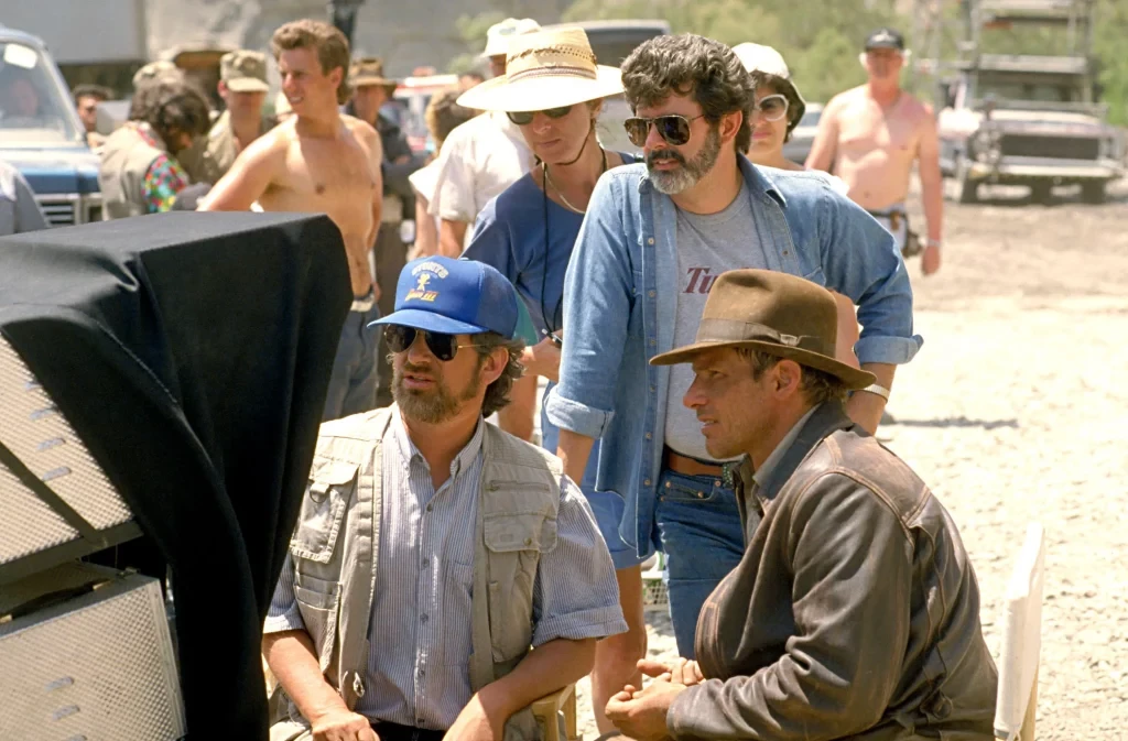 Steven Spielberg and Harrison Ford from the sets of Indiana Jones