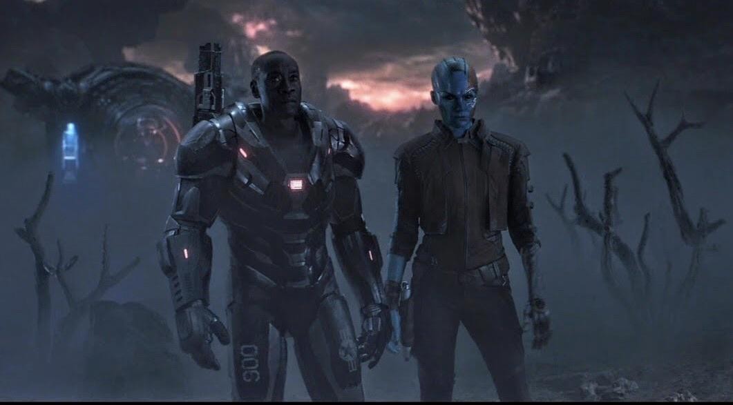 Rhodey and Nebula in Avengers: Endgame