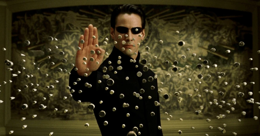 Keanu Reeves in a still from Matrix