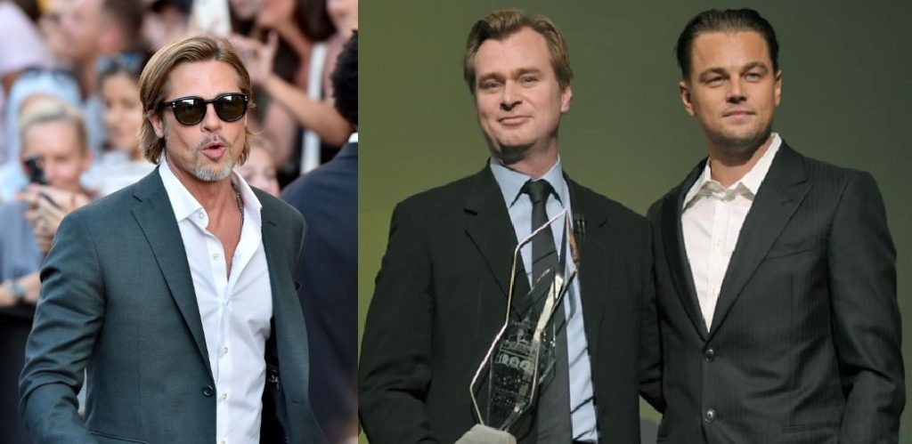 Brad Pitt, Christopher Nolan, and Leonardo DiCaprio.