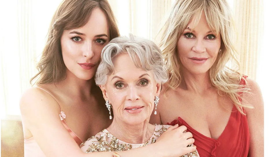 Tippi Hedren, her granddaughter Dakota Johnson and daughter, Melanie Griffith