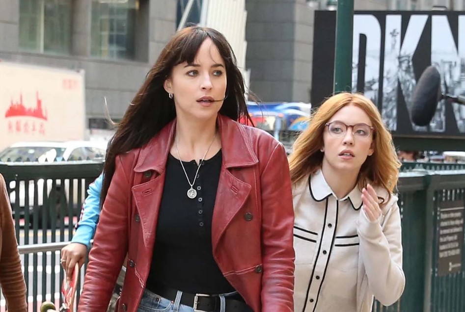 Dakota Johnson and Sydney Sweeney on the set of Madame Web