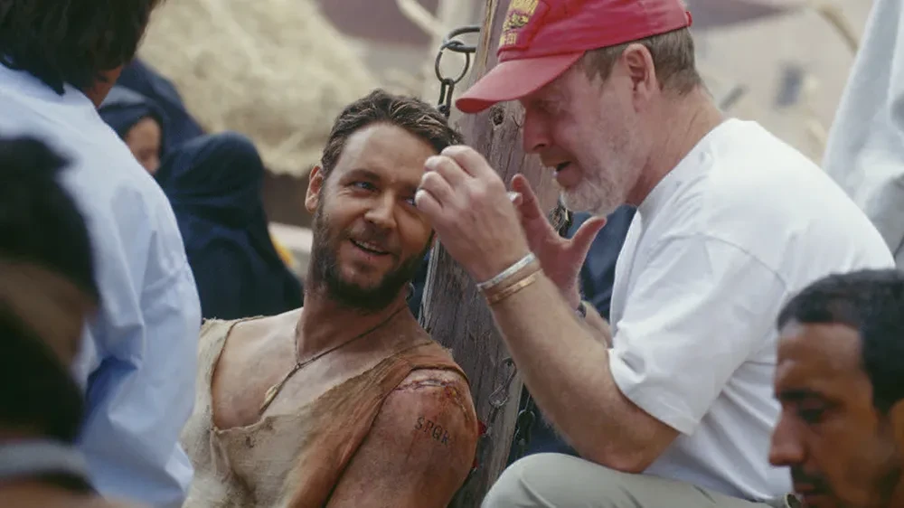 Actor Russell Crowe with the director Ridley Scott