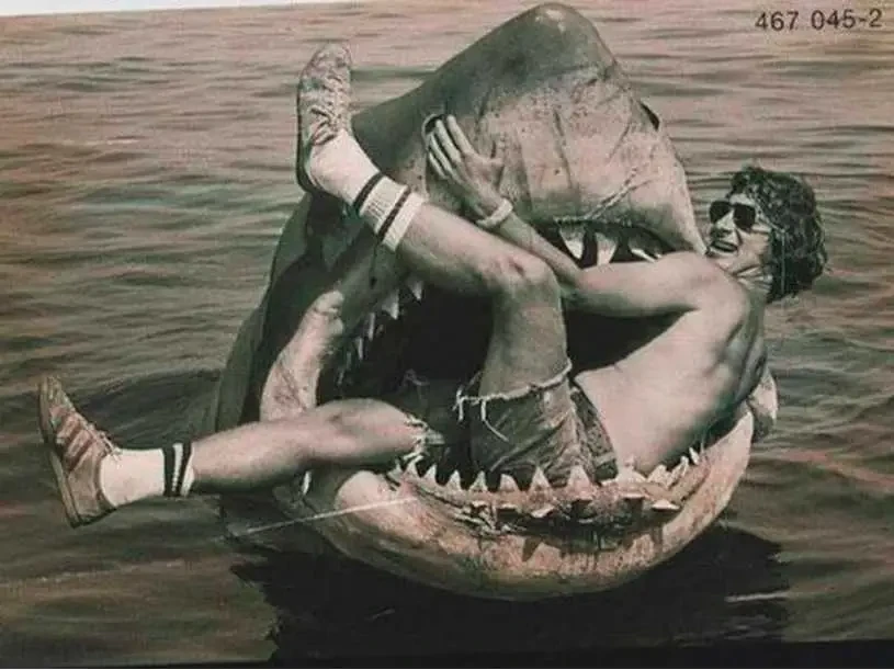 Steven Spielberg on the sets of Jaws 