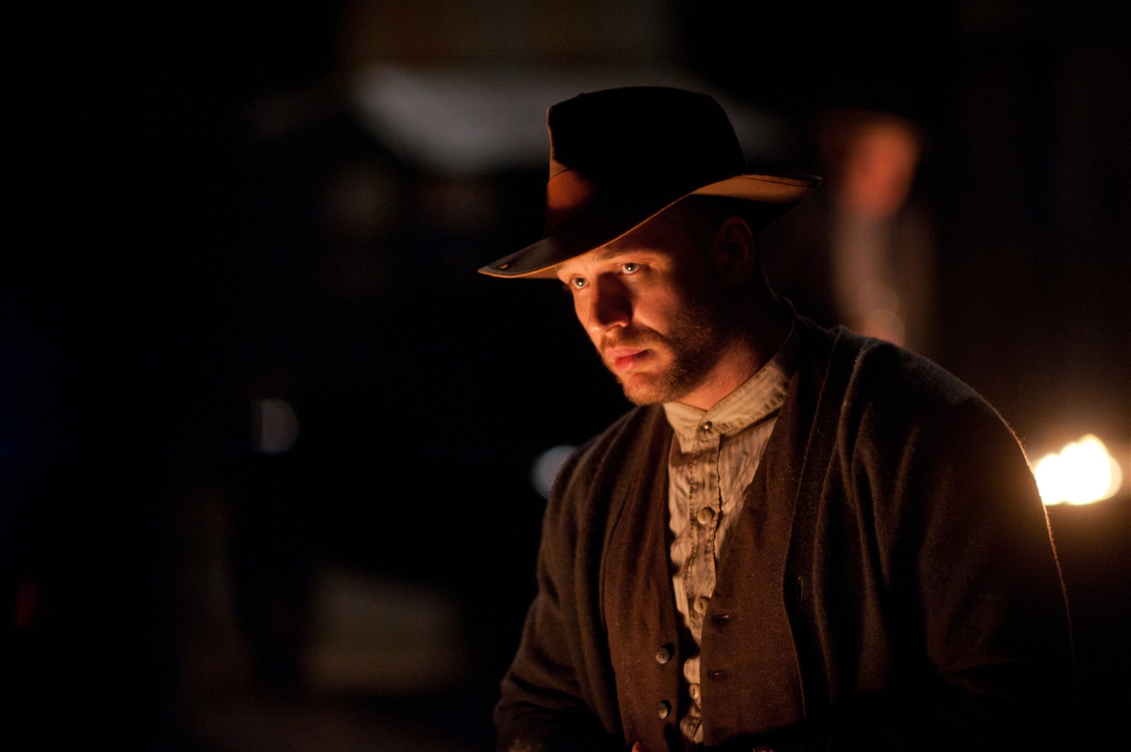 Tom Hardy in a still from Lawless (2012).