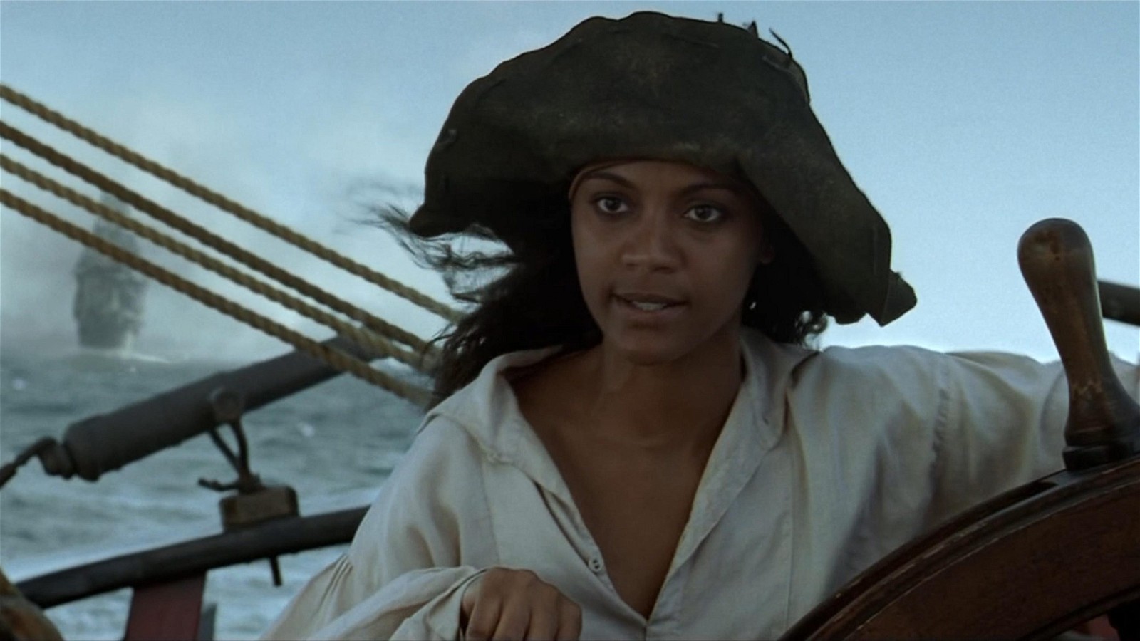 Zoe Saldana filming Pirates of the Caribbean