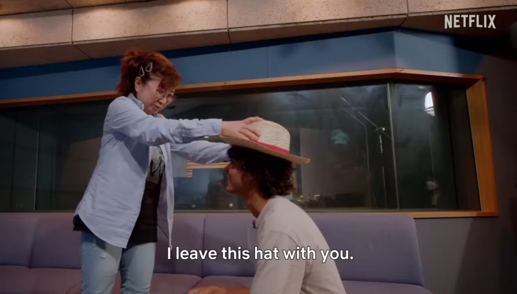 The Best Anime of 2024 Made Mayumi Tanaka Break Her Promise After Voicing Luffy in One Piece 5 Mayumi Tanka puts Luffy's Strawhat on Iñaki Godoy