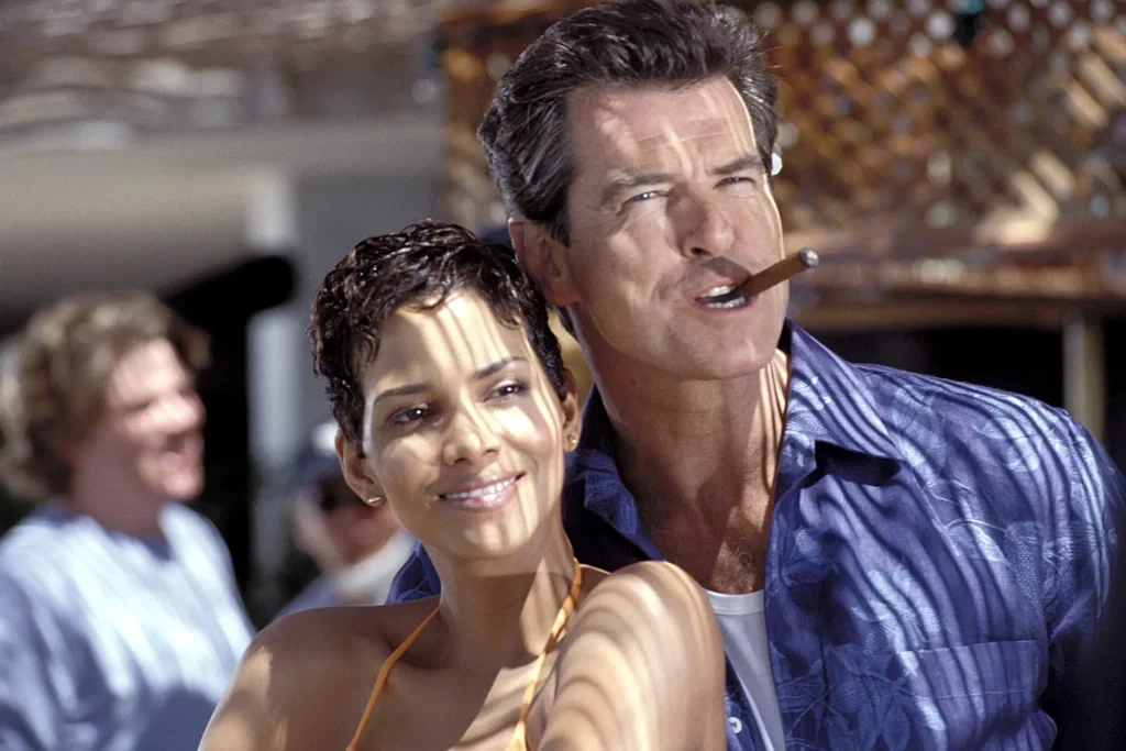 Halle Berry and Pierce Brosnan in a still from Die Another Day (2002)