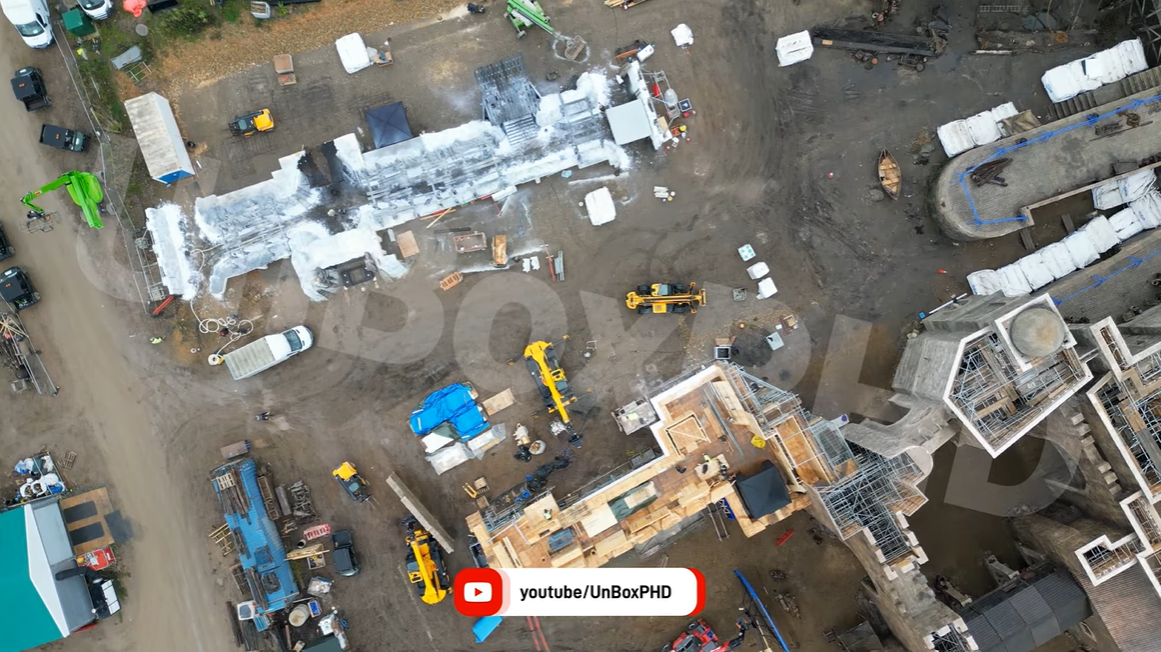 The drone shot reveals that a section of The Wall is on the sets of House of the Dragon. Source: UnBoxPHD