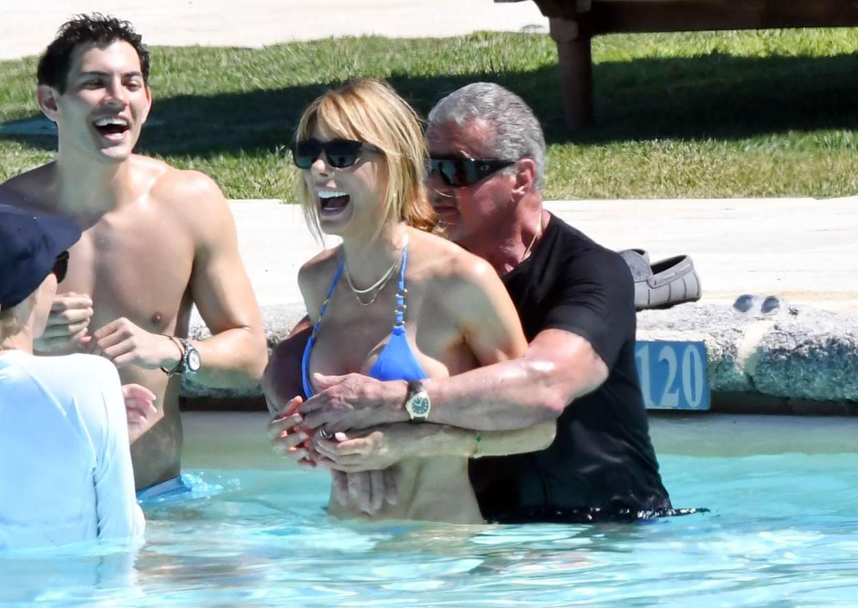 Sylvester Stallone and Jennifer Flavin vacationing in Sardinia, Italy