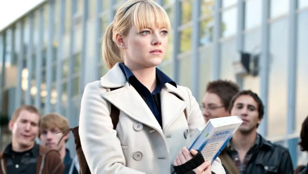 Emma stone as Gwen Stacy in The Amazing Spider-Man