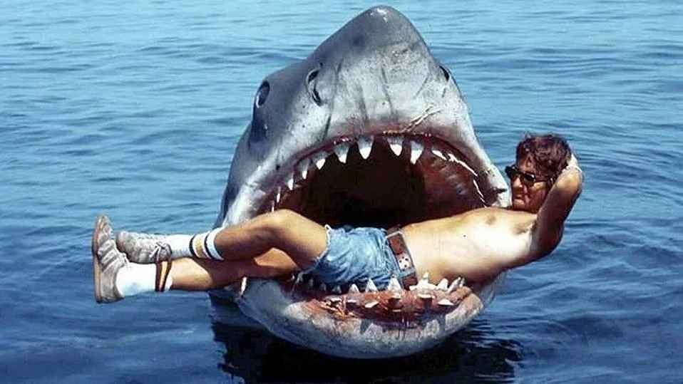 Steven Spielberg on the set of Jaws