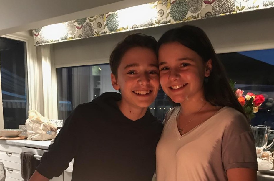 Noah Schnapp with his sister