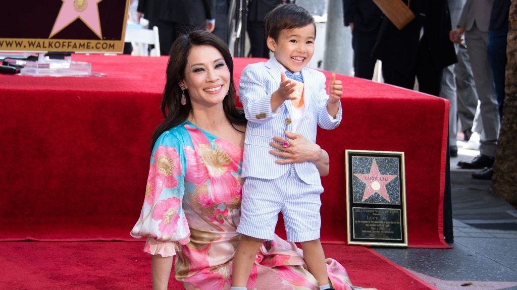 Lucy Liu with her son