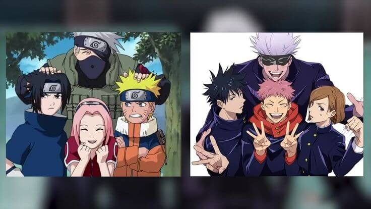 Naruto and Jujutsu Kaisen characters