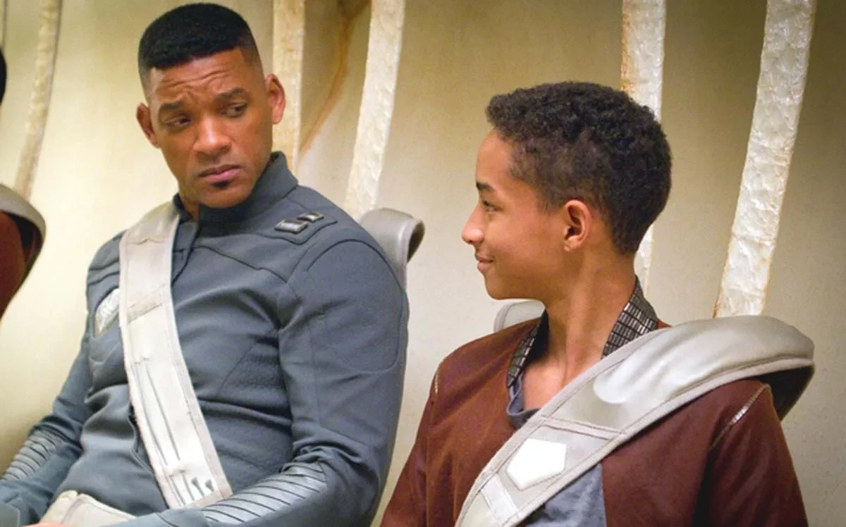 A still of Jaden and Will Smith from After Earth