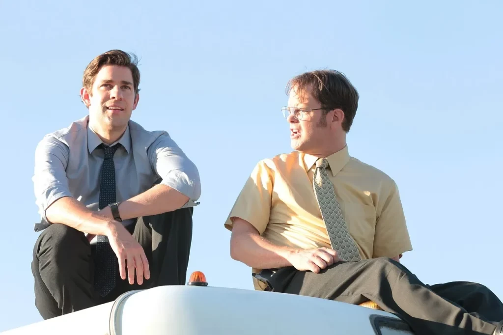 John Krasinski and Rainn Wilson as Jim and Dwight