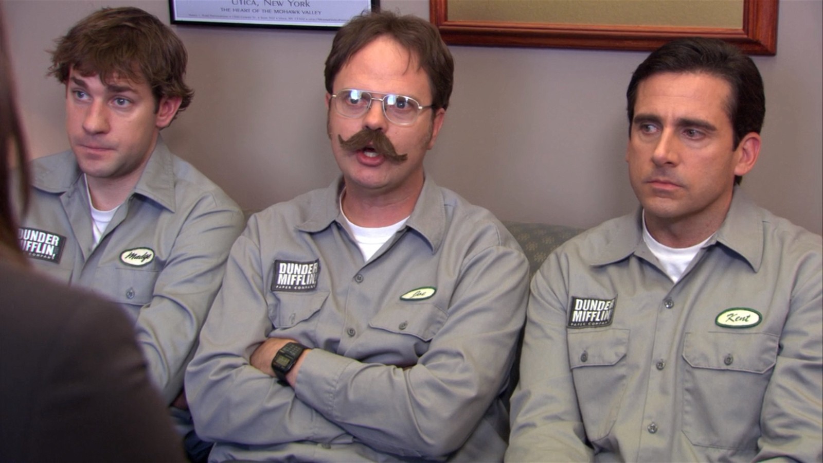 John Krasinski, Rainn Wilson, and Steve Carell in The Office