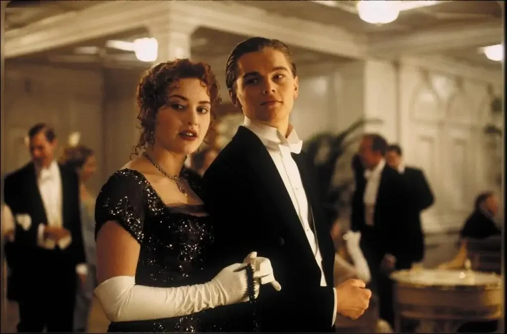 Kate Winslet as Rose and Leonardo DiCaprio as Jack in a still from Titanic (1997)