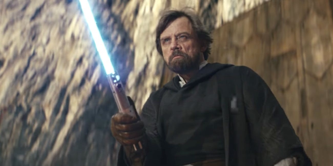 Mark Hamill as Luke Skywalker in a still from Star Wars: The Last Jedi