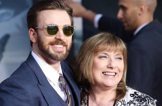 Chris Evans with his mother