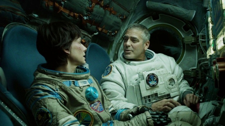 Sandra Bullock and George Clooney in a scene from Gravity