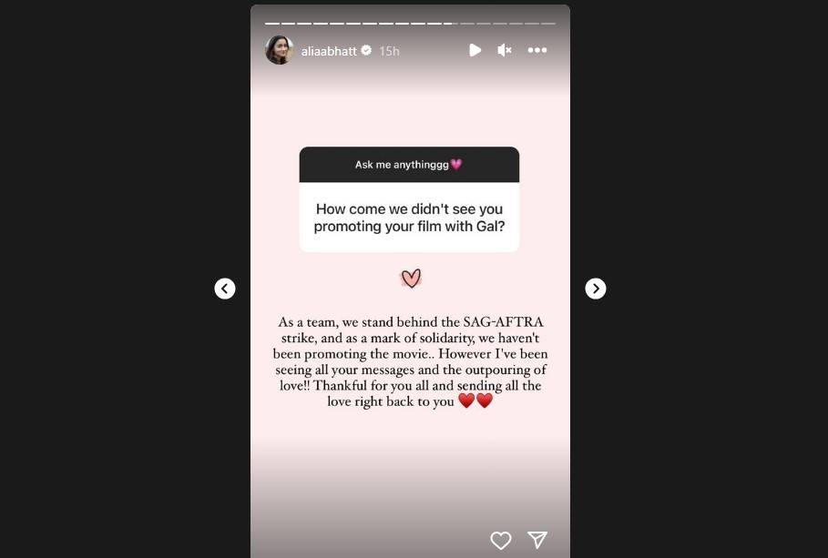 Alia Bhatt's Instagram story