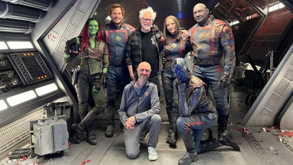 Guardians of the Galaxy cast with director, James Gunn