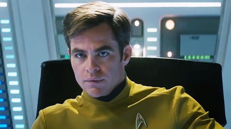 A still of Chris Pine as Admiral James T. Kirk in Star Treks 
