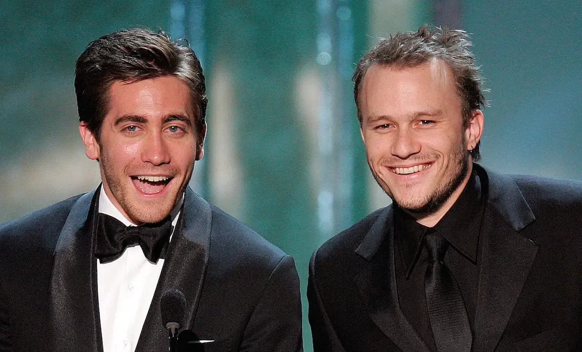 Jake Gyllenhaal and Heath Ledger enjoying the stage moments at the Screen Actors Guild Award