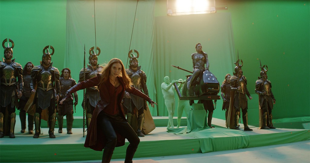 A scene from Marvel's Avengers: Endgame shot heavily with green screens