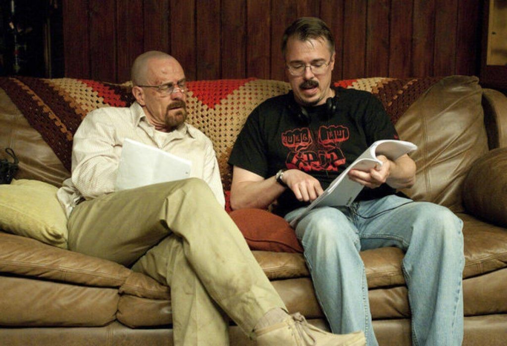 Vince Gilligan with Bryan Cranston on the sets of Breaking Bad