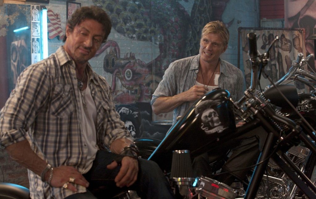 Sylvester Stallone and Dolph Lundgren in a still from The Expendables