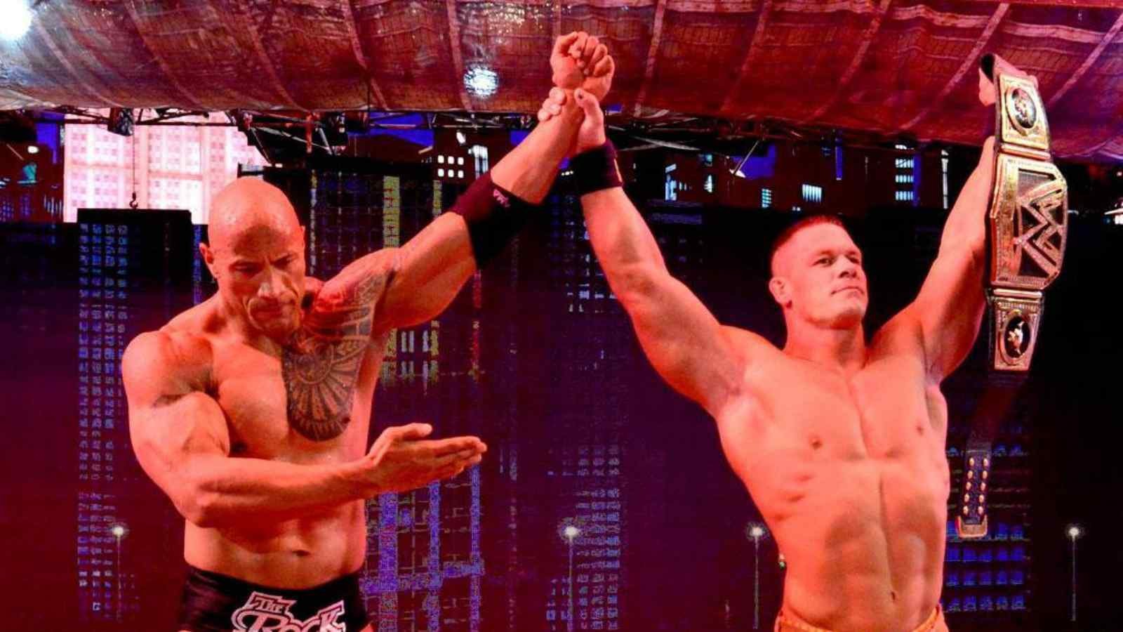 Dwyane The Rock Johnson and Mr. P John Cena