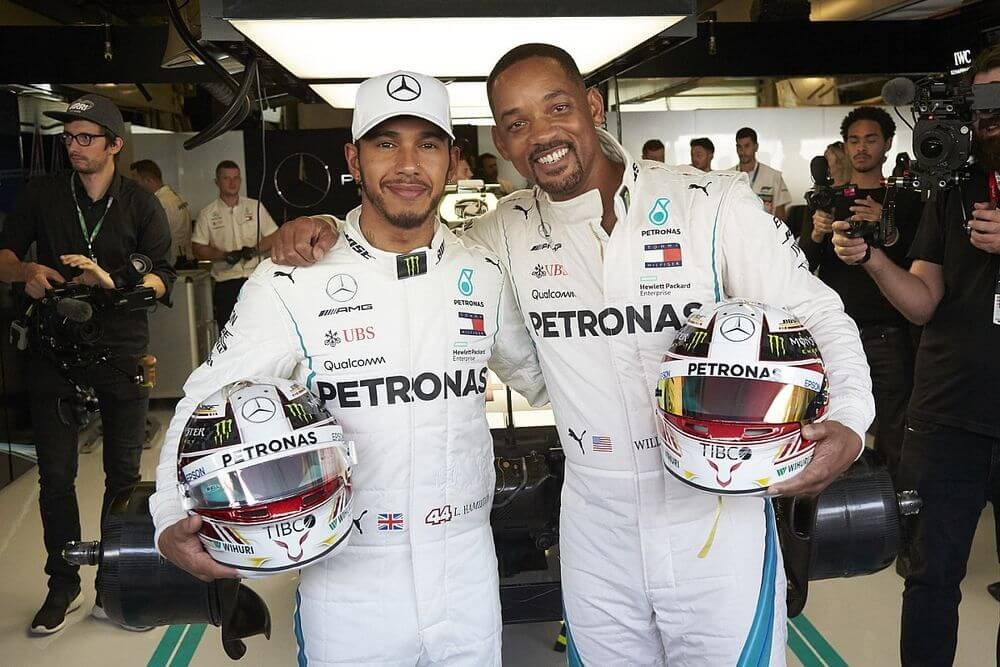 Fanboying moment: Will Smith with Lewis Hamilton