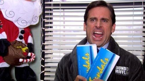 Michael Scott with the tickets
