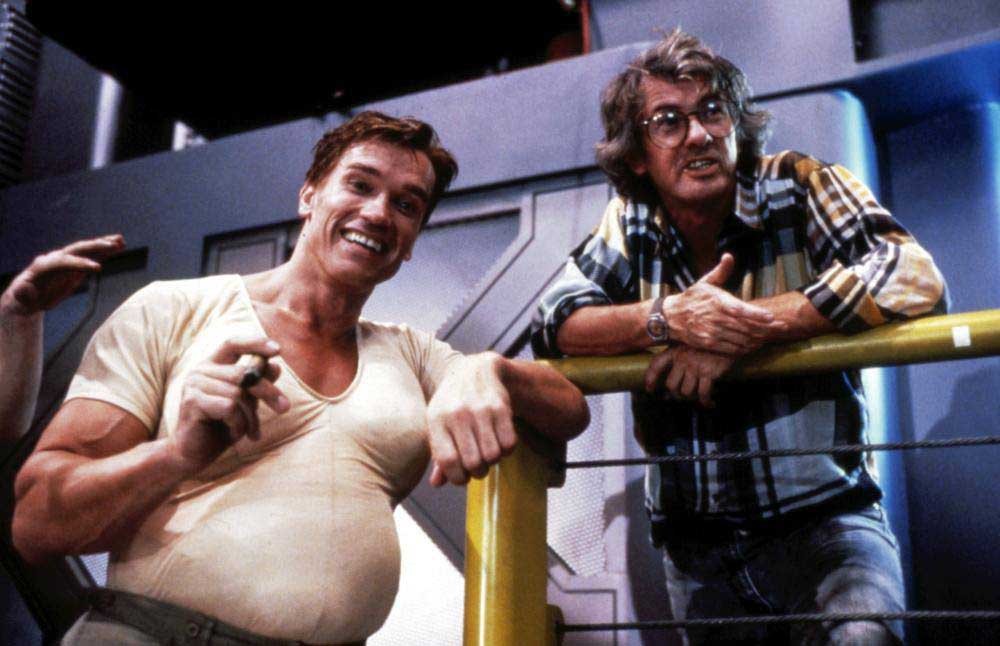 Arnold Schwarzenegger with Paul Verhoeven on the set of Total Recall