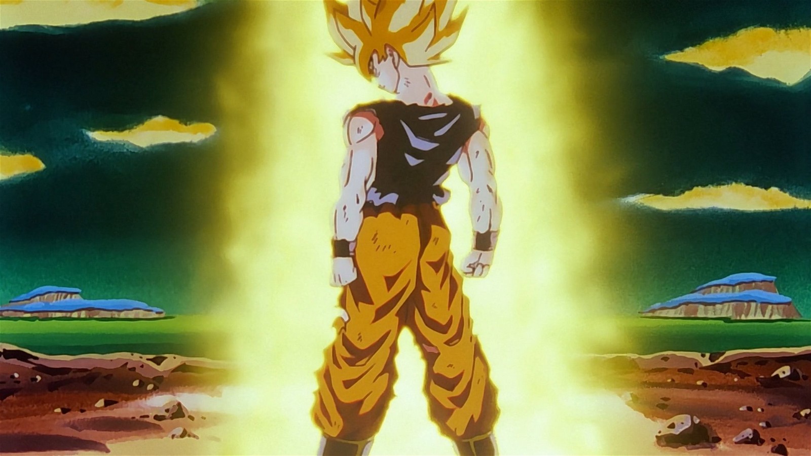 Goku turns into a Super Saiyan during Frieza Saga