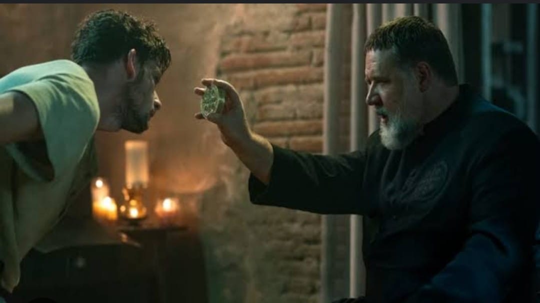 Russell Crowe performing exorcism in the movie