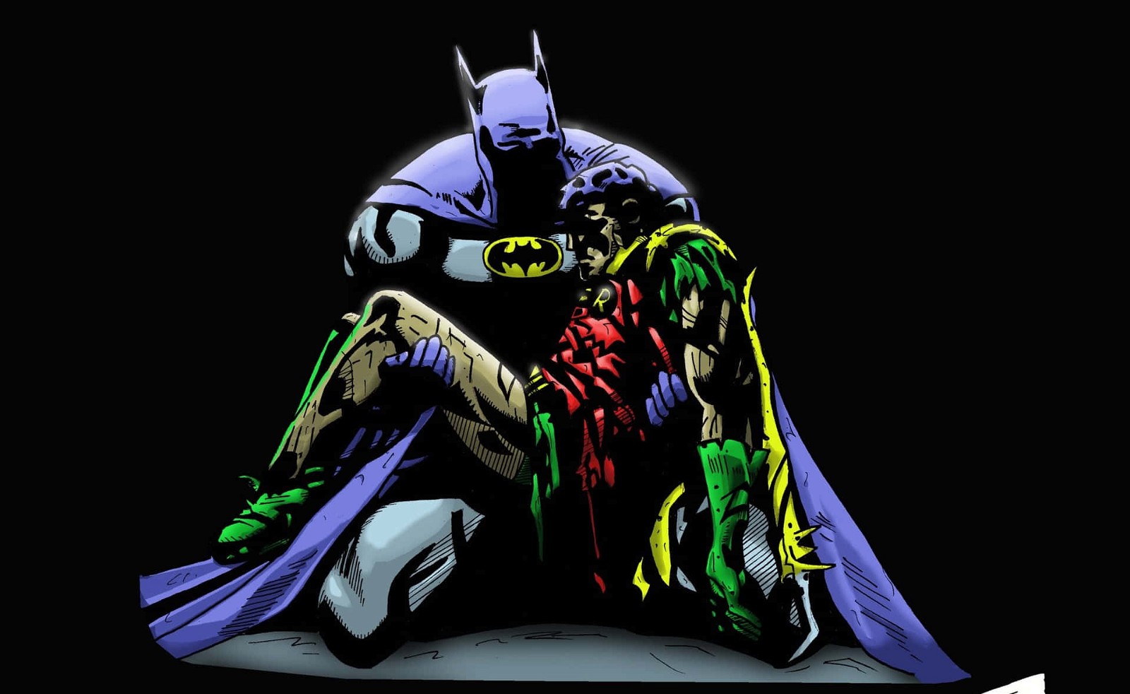 Batman, with the corpse of Jason Todd