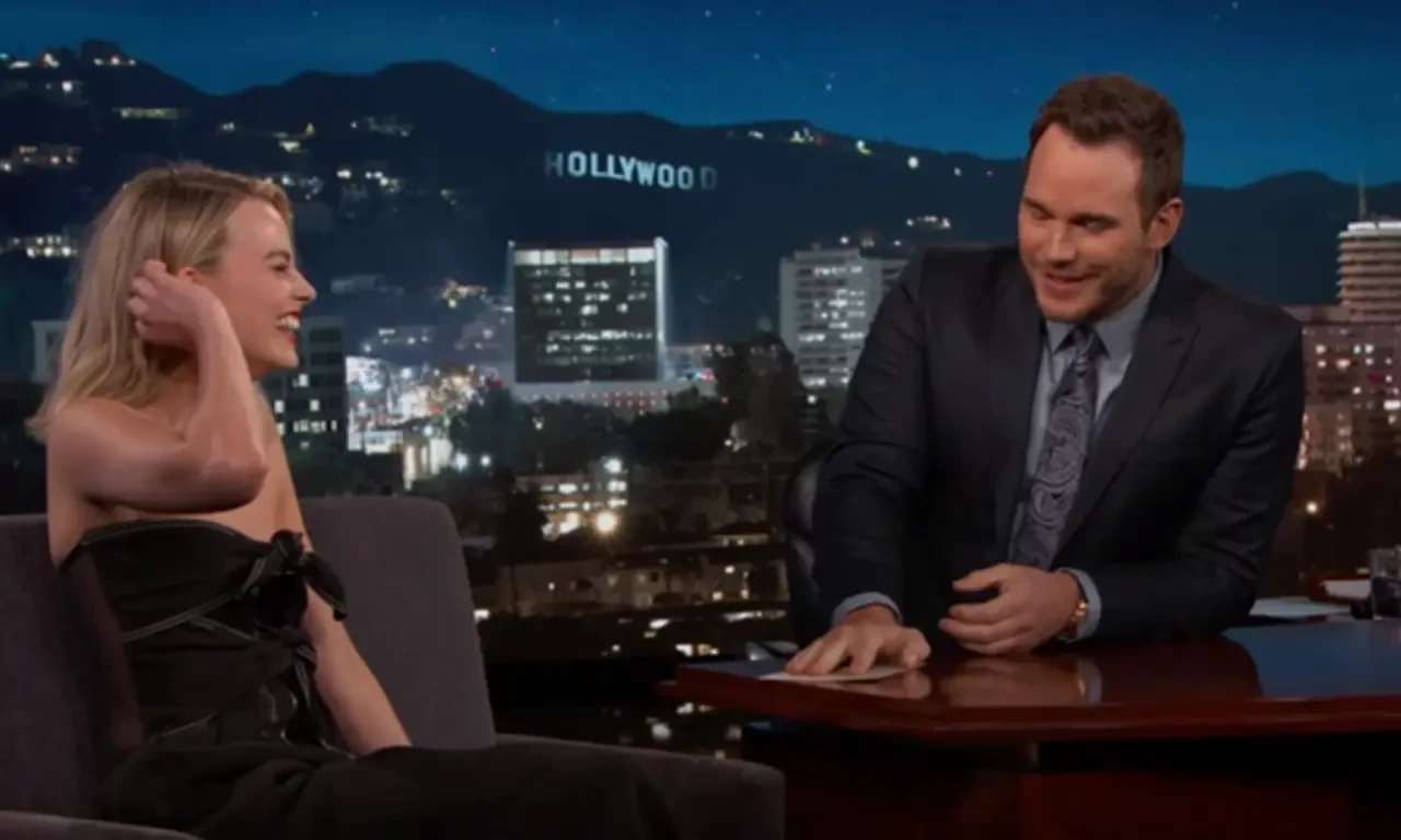 Margot Robbie and Chris Pratt in Jimmy Kimmel Live