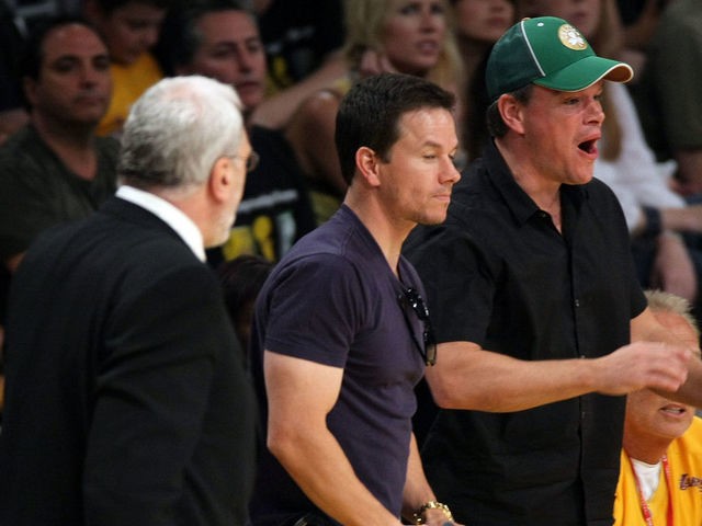 Phil Jackson, Matt Damon and Mark Wahlberg 