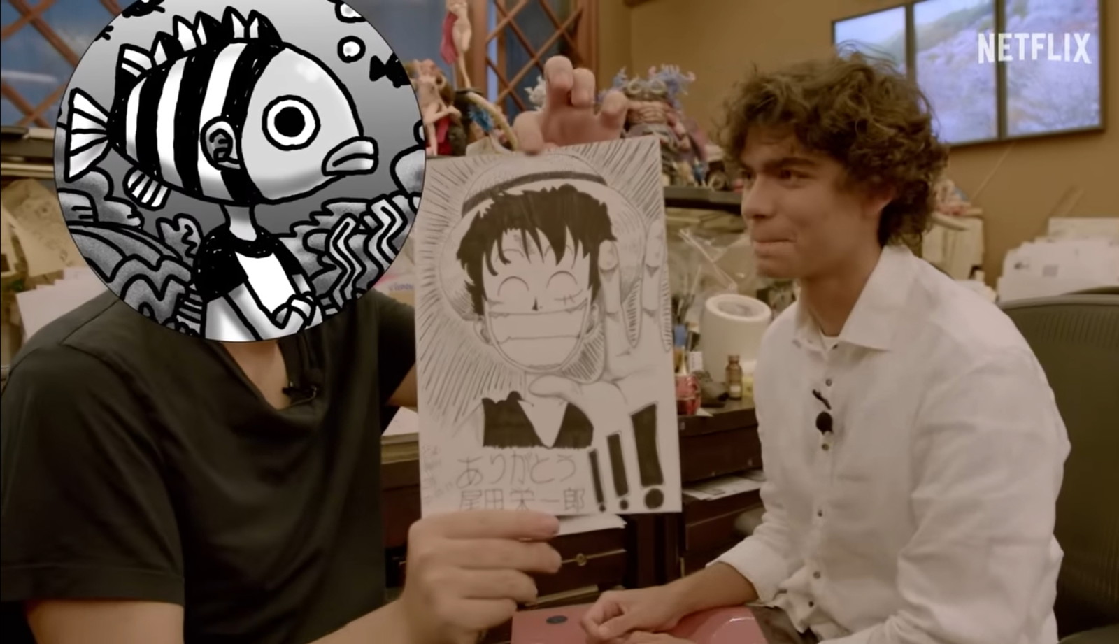 Eiichiro Oda and Iñaki Godoy in Netflix's video